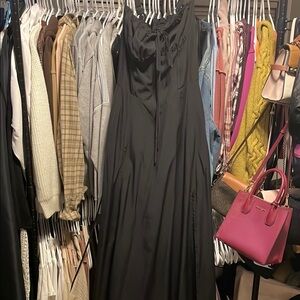 Parthea Black Corset-Style A-Line Midi Dress – Size L